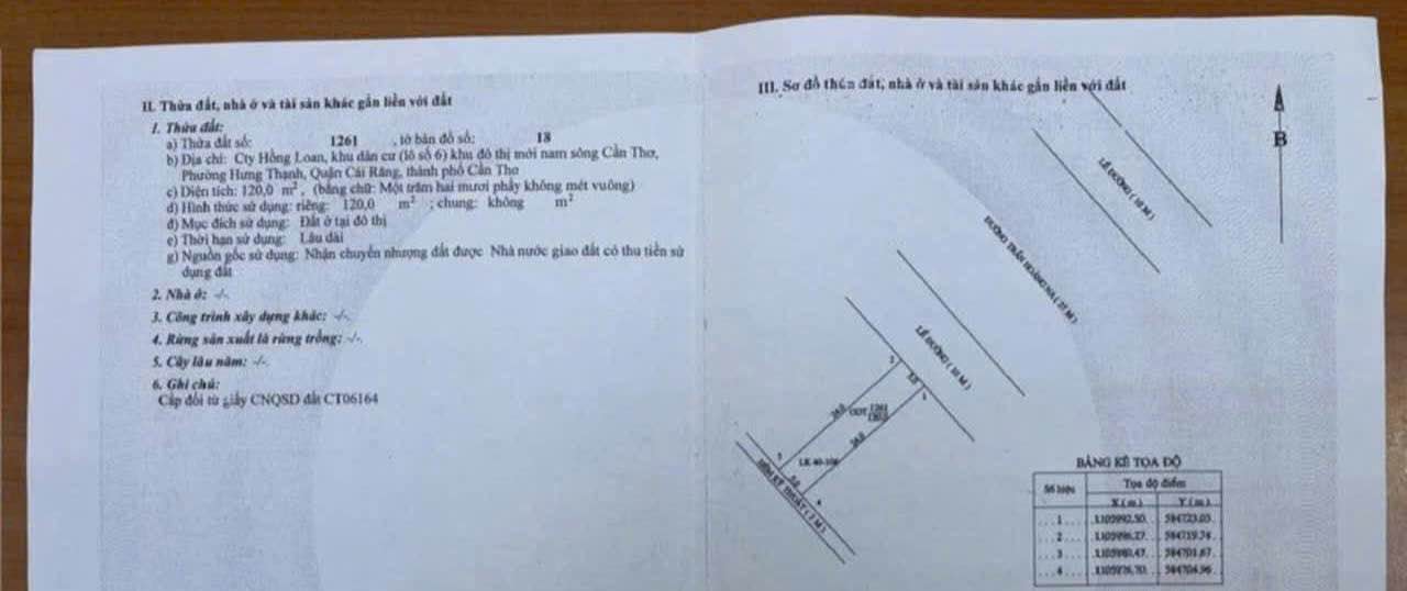 Đất nền mặt tiền Đường Trần Hoàng Na, KDC Hồng Loan, 120m² giá chỉ 7.7 tỷ - Pháp lý rõ ràng!