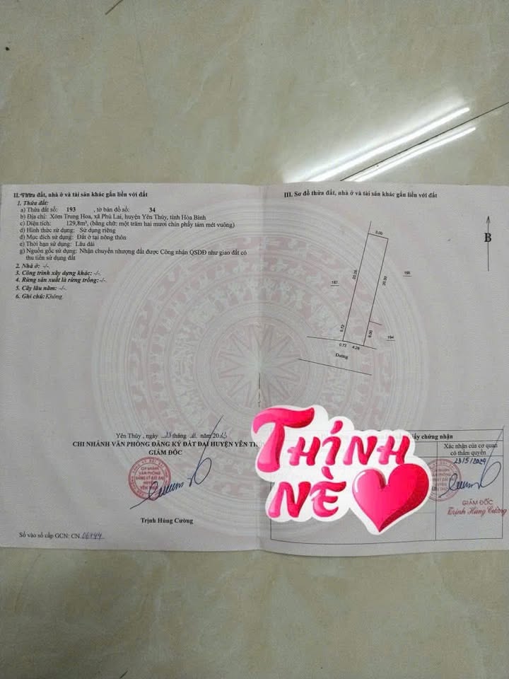 Đất nền Xóm Trung Hoa, Yên Thủy 128m² giá chỉ 3xx triệu - Sổ hồng riêng công chứng ngay!