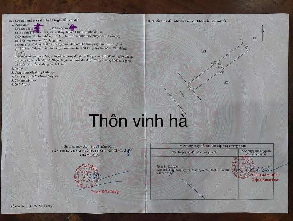 Đất thổ cư 190m² tại thôn Vinh Hà, Chư Sê, giá 390 triệu - Đầu tư sinh lời ngay!