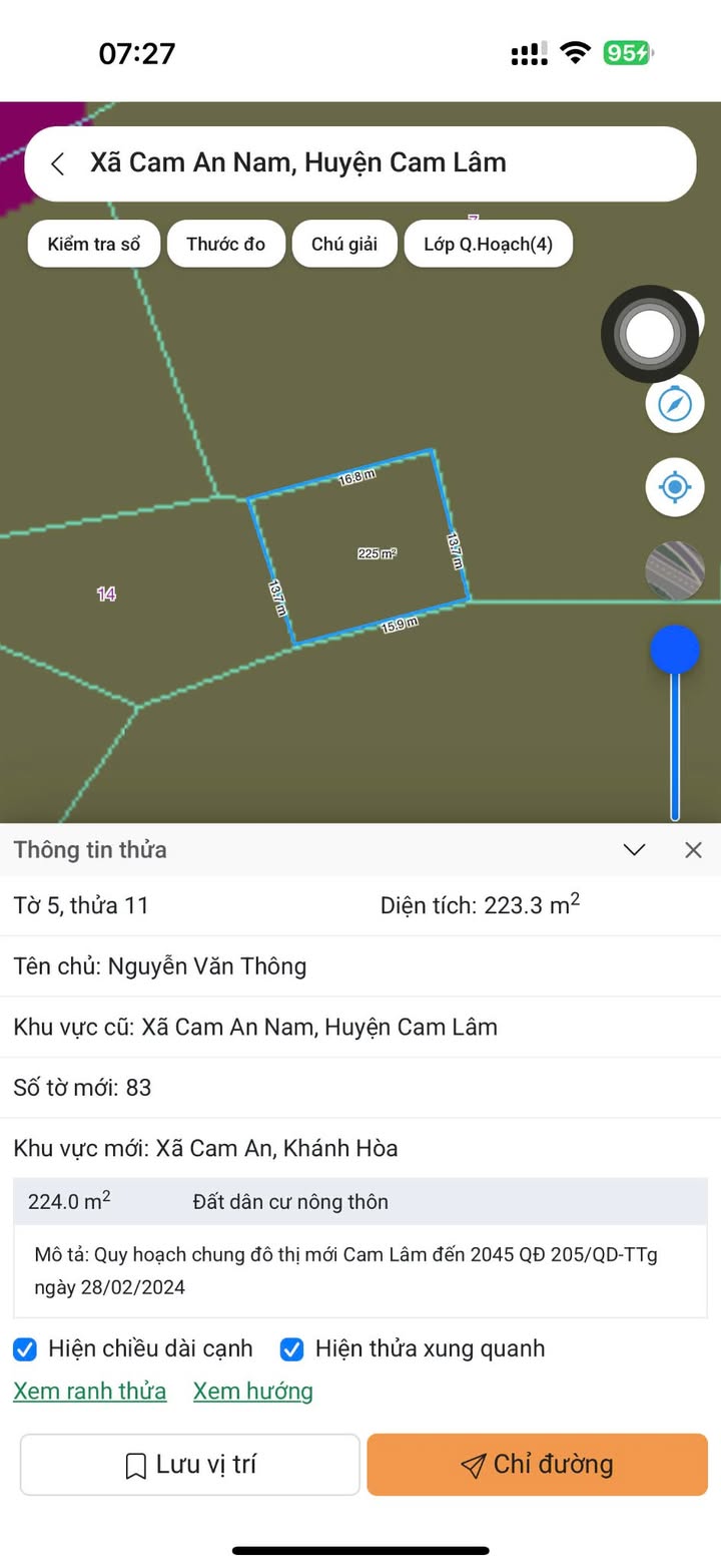 Đất nền Cam An Nam, Cam Lâm 223m² giá 110 triệu - Sổ hồng chính chủ