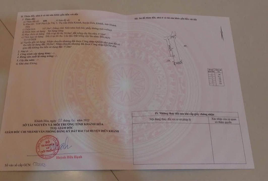 Đất thổ cư Diên Khánh 107m² giá 1.1 tỷ - Sẵn sàng xây nhà ở ngay!