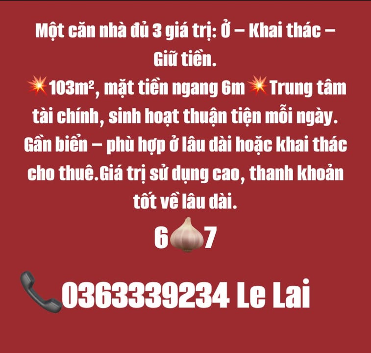 Nhà mặt tiền Đường Lê Lai, Quận Hải Châu, 103m² - Đầu tư sinh lời cao!