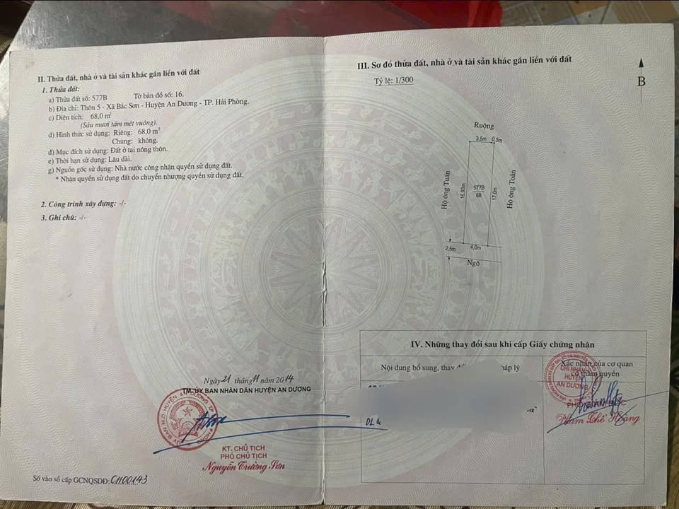 Đất nền 68m² tại Bắc Sơn, An Dương, Hải Phòng giá 1 tỷ - Đường thông ô tô tận cửa!