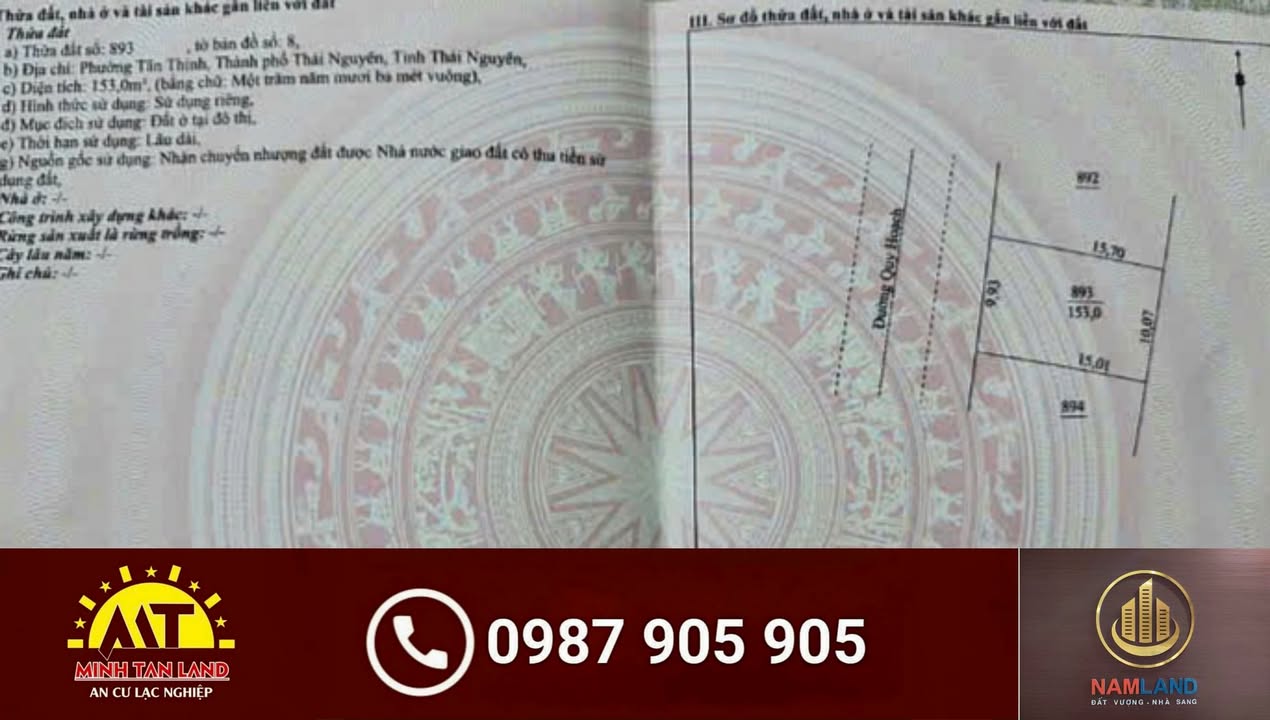 Đất nền Thái Nguyên 150m² giá 75 tỷ - Vị trí đắc địa gần ĐH Thái Nguyên!