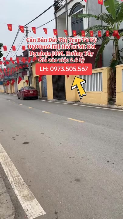 Đất thổ cư thị trấn Tứ Kỳ 90m² giá 2.6 tỷ - Tiềm năng sinh lời cao!