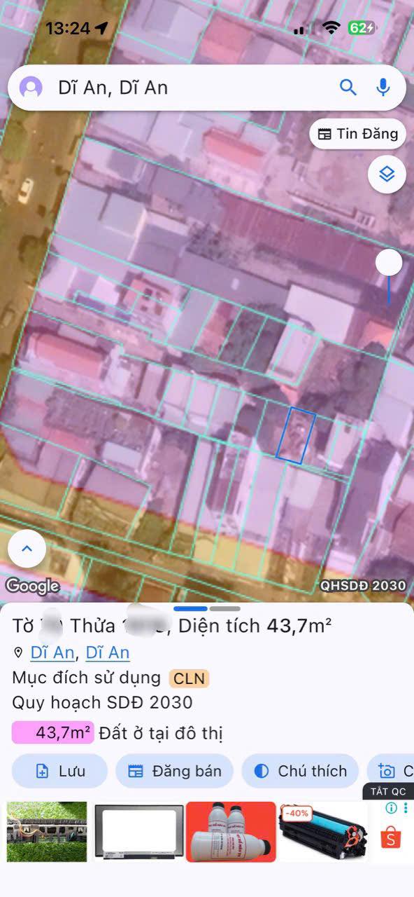 Đất nền Dĩ An 43m² giá 1.5 tỷ - Cơ hội đầu tư hấp dẫn!