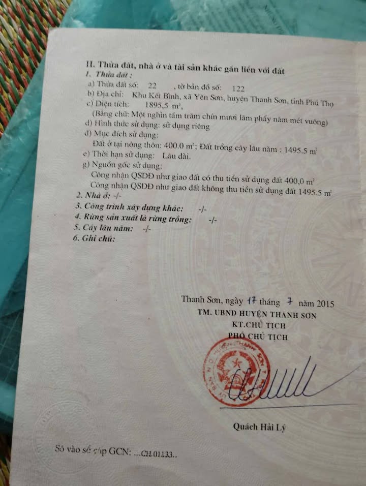 Đất nền xã Yên Sơn, Huyện Thanh Sơn, 1200m² chỉ 40 triệu/m² - Đầu tư lý tưởng!