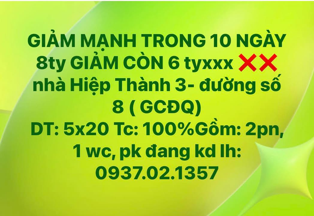 Nhà Hiệp Thành 3, Thủ Dầu Một 100m² giá 6 tỷ - Chính chủ bán gấp!