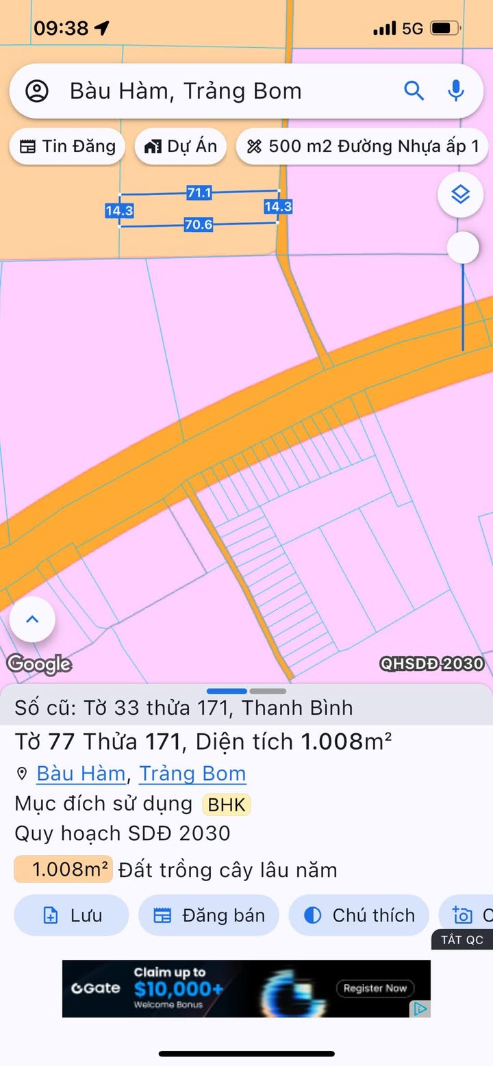 Đất 1.000m² Xã Thanh Bình, Huyện Trảng Bom giá chỉ 950 triệu - Đầu tư sinh lời ngay!