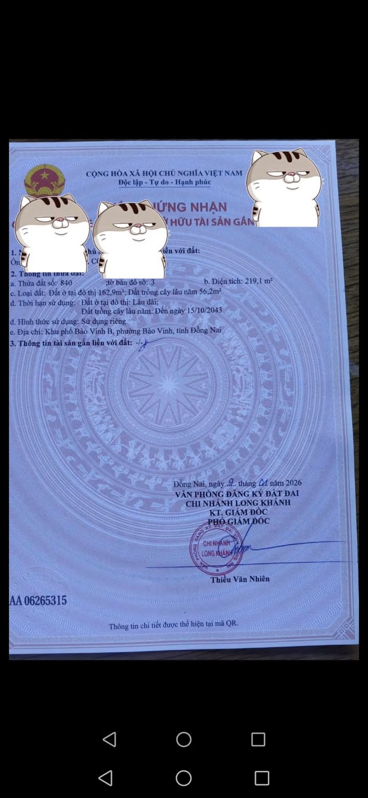 Đất nền Bảo Vinh, Long Khánh 219m² giá 980 triệu - Sổ đỏ chính chủ