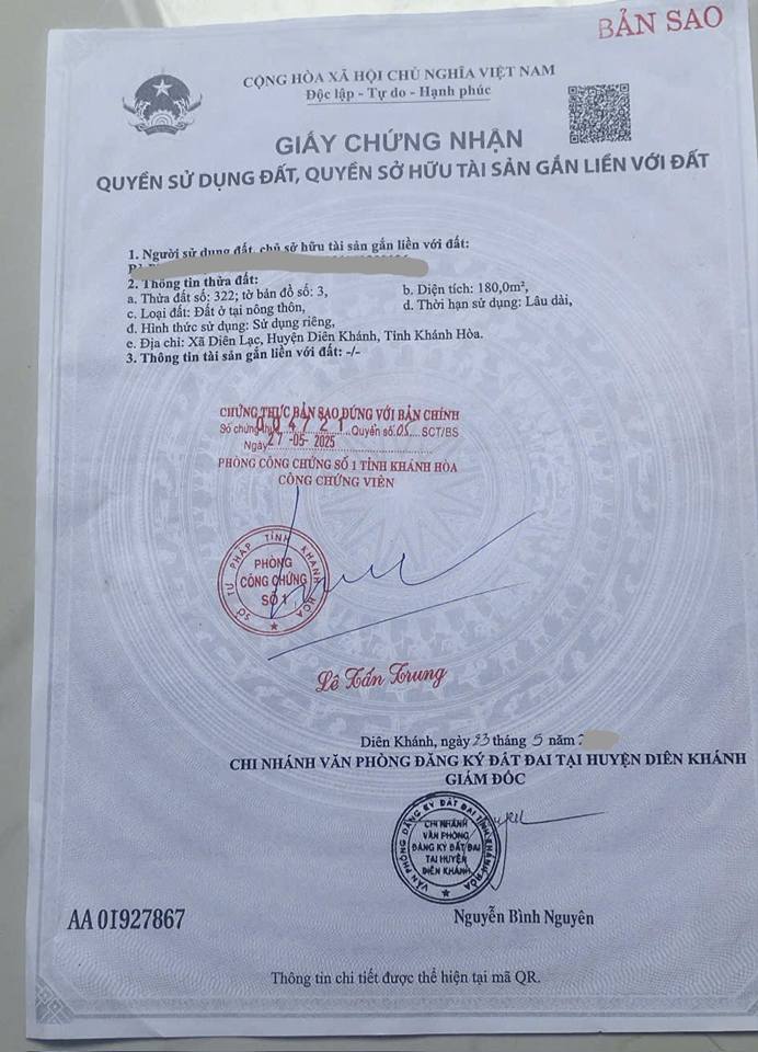 Bán FrontHouse mặt tiền đường Tĩnh Lộ 2 - Diên Khánh 180m² giá 5.04 tỷ - Cơ hội đầu tư tuyệt vời!