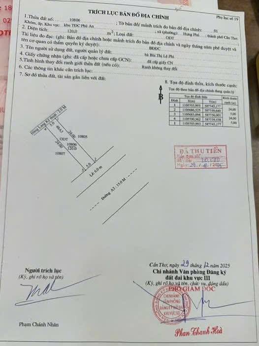 Đất nền KDC Phú An, Cái Răng 120m² giá 3.2 tỷ - Sổ hồng chính chủ!