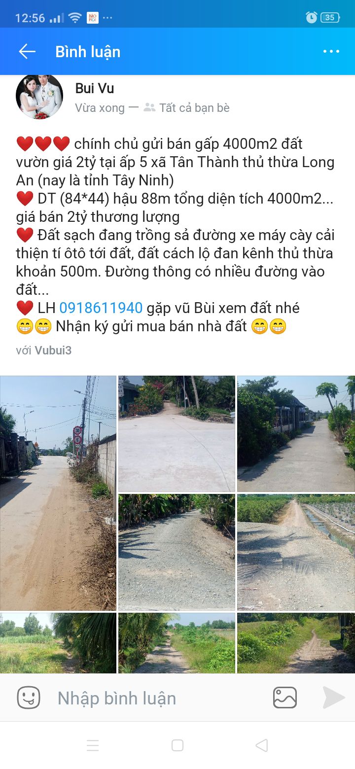 Đất vườn 4000m² tại ấp 5, xã Tân Thành, giá 2 tỷ - Sổ đỏ chính chủ!