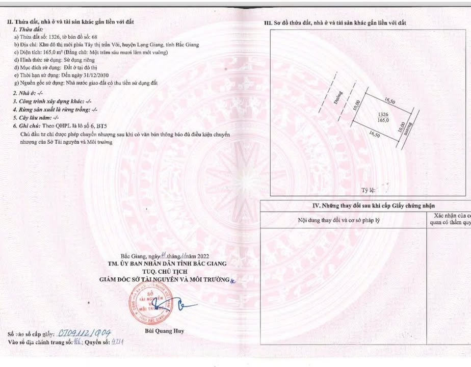 Đất nền khu Đồ Thị Tây Vôi, Lạng Giang 165m² giá 4 tỷ - Chính chủ bán gấp trước Tết!