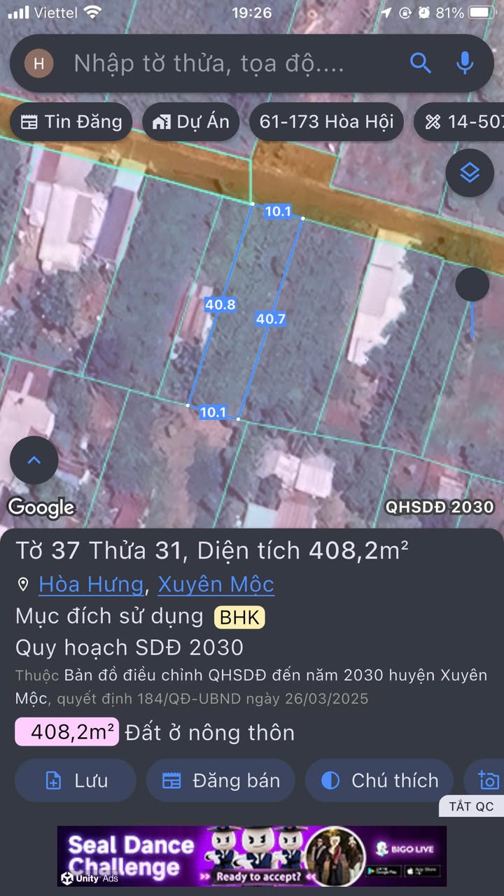 Đất nền xã Hòa Hưng, Xuyên Mộc 400m² giá chỉ 1 tỷ - Cơ hội đầu tư hấp dẫn!