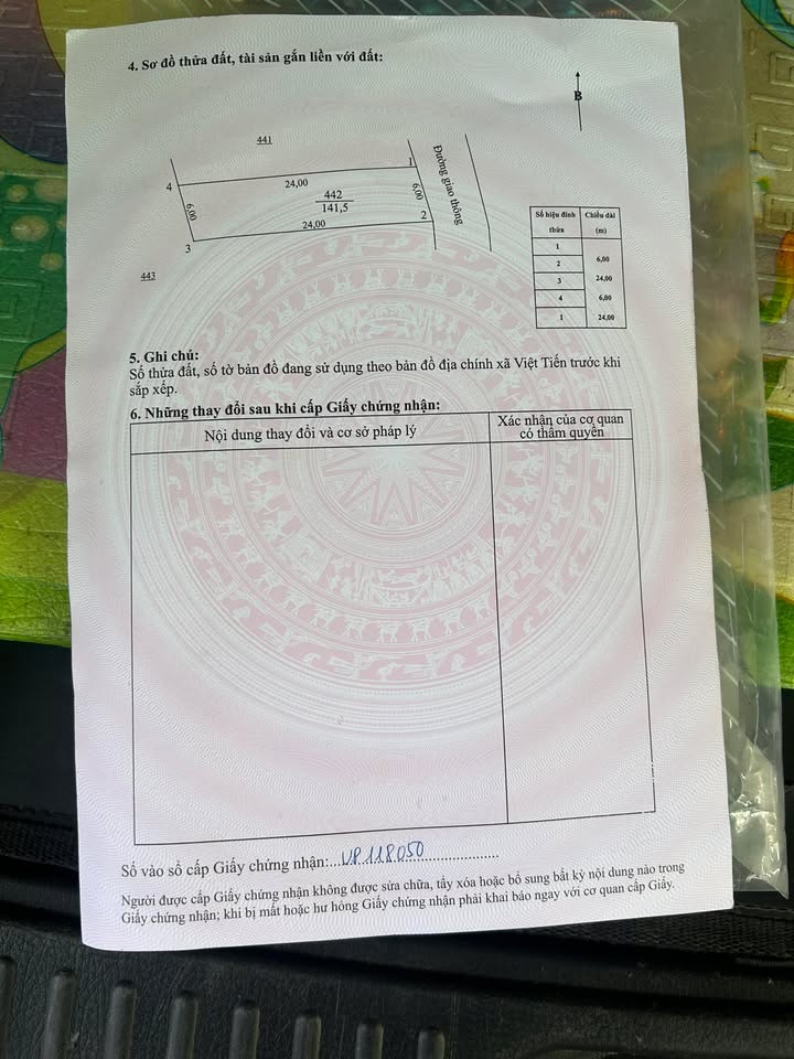 Đất thổ cư thôn Trung Trinh, xã Việt Tiến, 141m² chỉ 1.2 tỷ - Cơ hội đầu tư tuyệt vời!