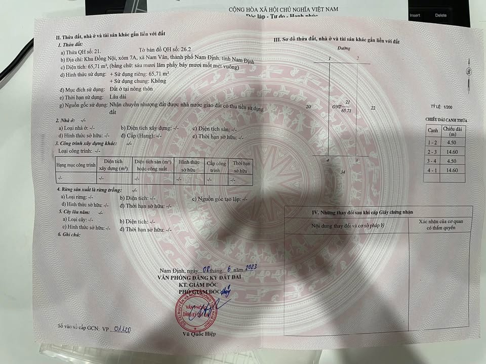 Đất nền đường ô tô Nam Định 65,7m² giá 1,19 tỷ - Cơ hội đầu tư tuyệt vời!