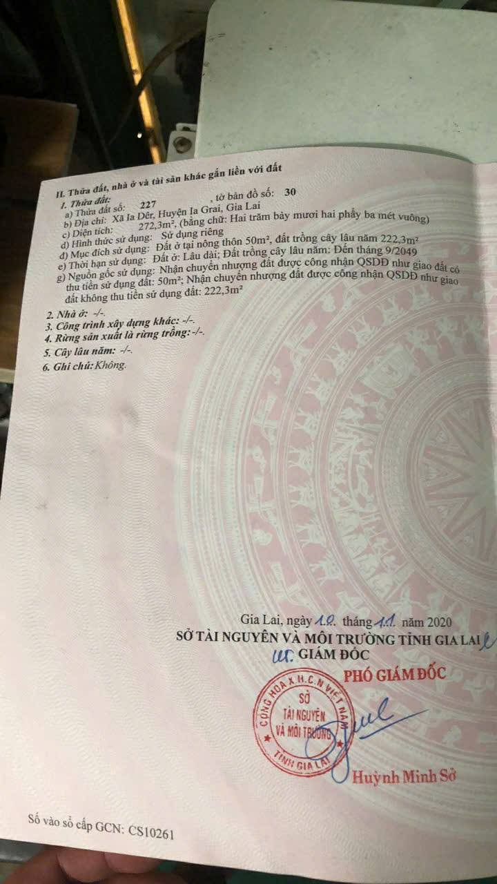 Đất thổ cư 270m² tại xã Ia Dêr, huyện Ia Grai - Giá chỉ 400 triệu!