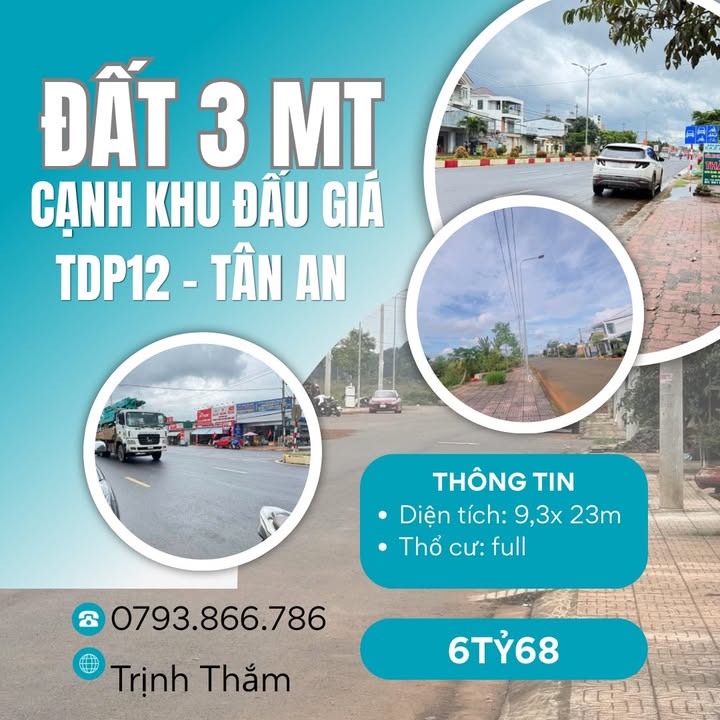 Đất Tân Khánh 213m² giá 6.68 tỷ - Đầu tư sinh lời với 3 mặt tiền!