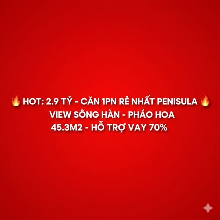 Căn hộ Peninsula Đông Nam, Đà Nẵng 45m² giá 2.9 tỷ - View sông Hàn tuyệt đẹp!
