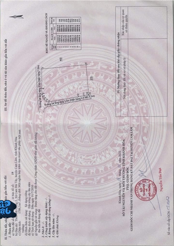 Farm 1876m² Huyện Cam Lâm - Bán gấp, 2 mặt tiền đẹp!