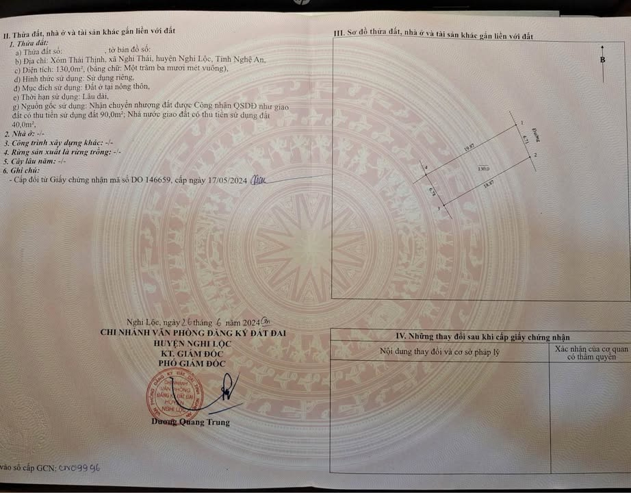 Nhà bán tại xóm Thái Thịnh, Nghi Thái 130m² giá 2 tỷ - Hướng Đông Bắc