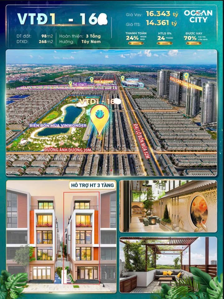 Townhouse tại Đại lộ Ánh Dương, Hưng Yên 98m² giá 14.361 tỷ - Vị trí đắc địa, tiềm năng lớn!