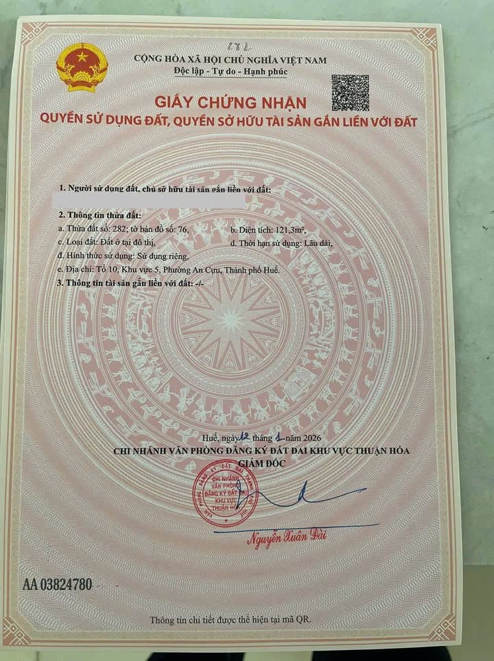 Đất nền An Tây Huế 120m² giá 1.15 tỷ - Đầu tư sinh lợi ngay!