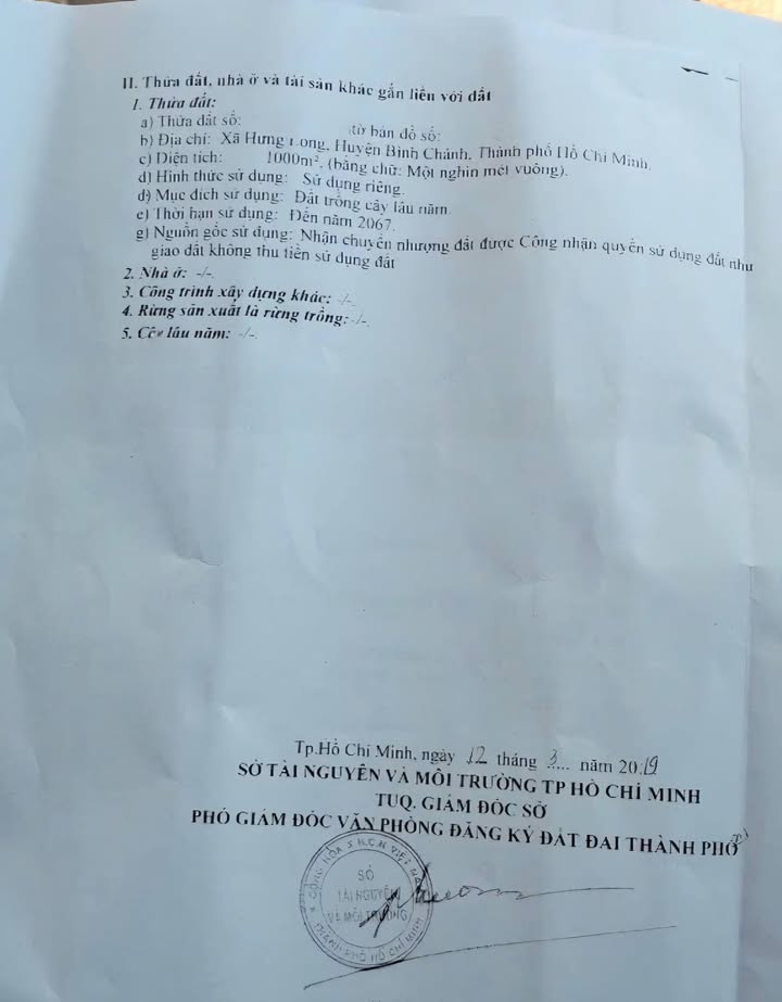 Đất vườn 1000m² tại Quy Đức, Bình Chánh - Chỉ 2 tỷ, sổ đỏ chính chủ!