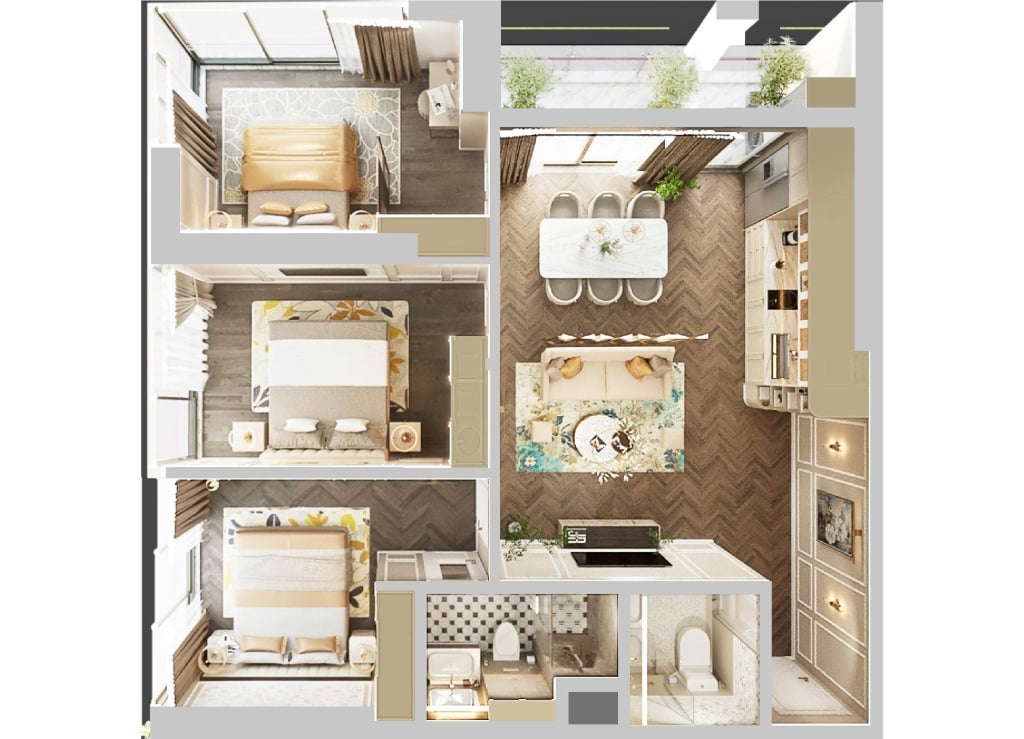 Căn hộ Newtown Diamond Đà Nẵng 82.96m² giá 4.8 tỷ - View biển đẳng cấp!