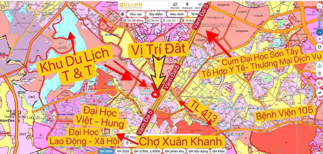 Đất thổ cư Sơn Tây 100m² giá chỉ 1.8 tỷ - Vị trí đắc địa, đầu tư sinh lời!