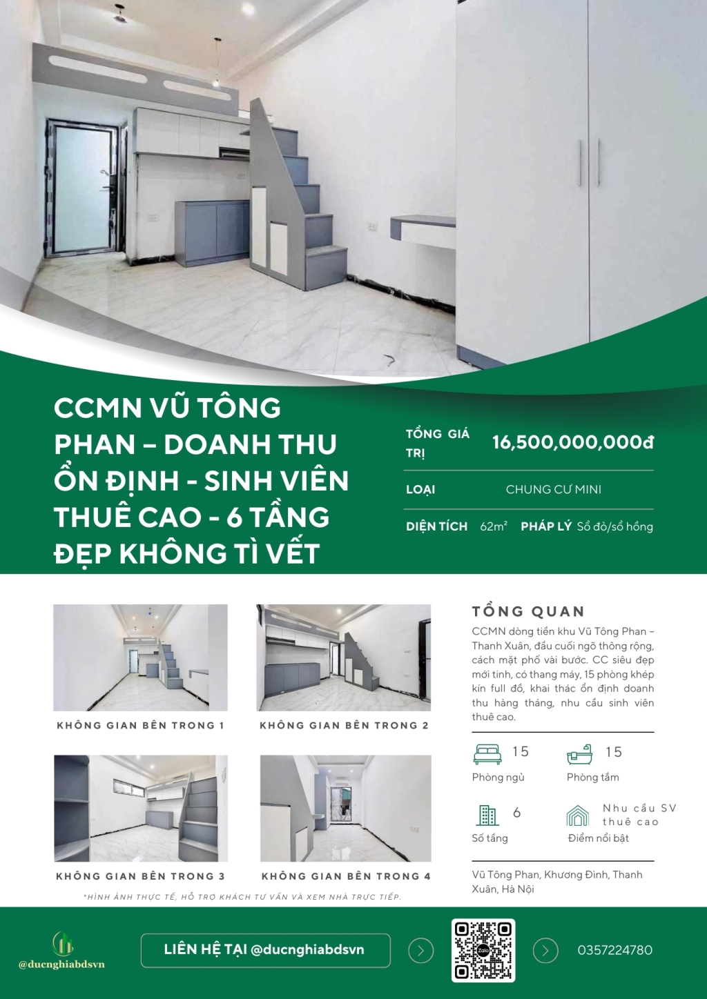 Nhà riêng Vũ Tông Phan 62m² giá 16.5 tỷ - Đầu tư sinh lời ổn định!