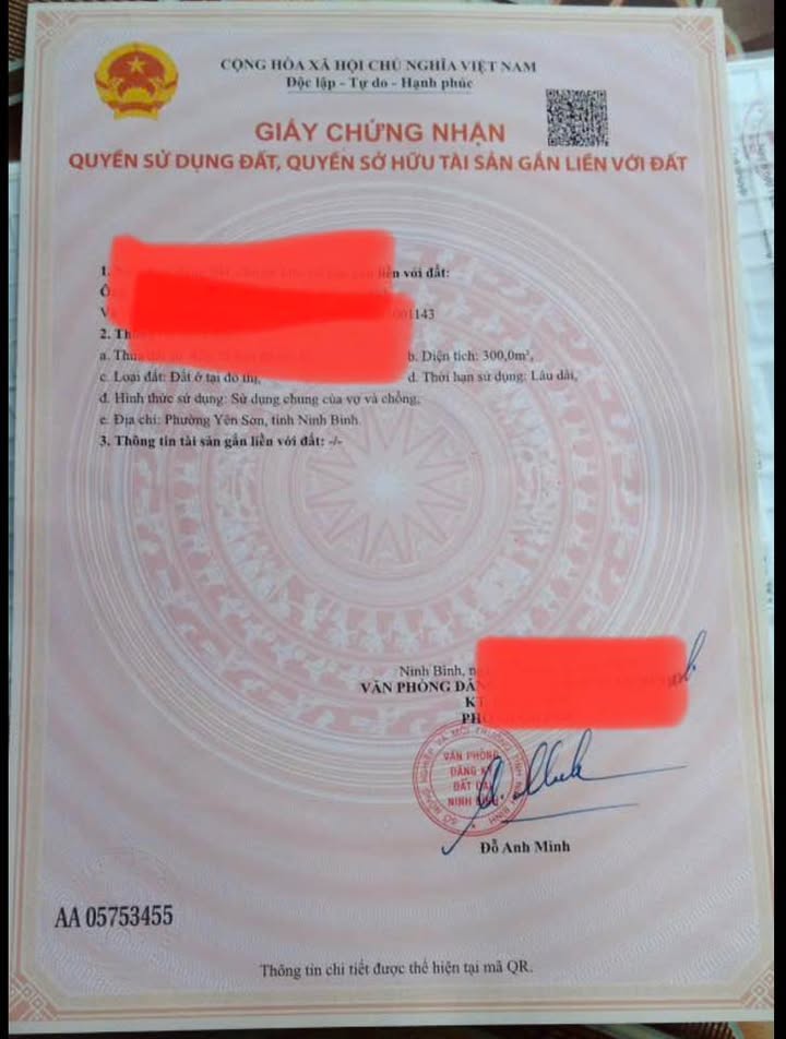 Đất thổ cư Phường Yên Sơn, Tam Điệp 600m² giá 6 tỷ - Đầu tư sinh lời cao!