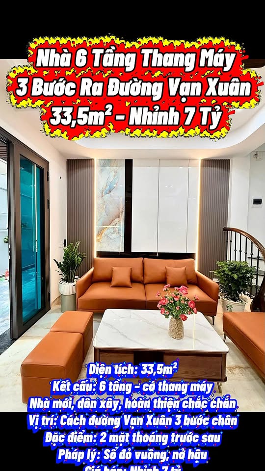 Nhà mới xây 6 tầng tại Vạn Xuân, Hoài Đức 33.5m² - Đầu tư sinh lời tốt!