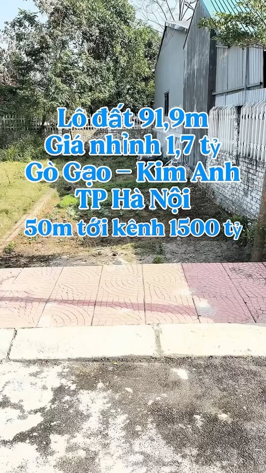 Đất nền Gò Gạo - Kim Anh 91.9m² giá 1.7 tỷ - Sổ đỏ chính chủ!