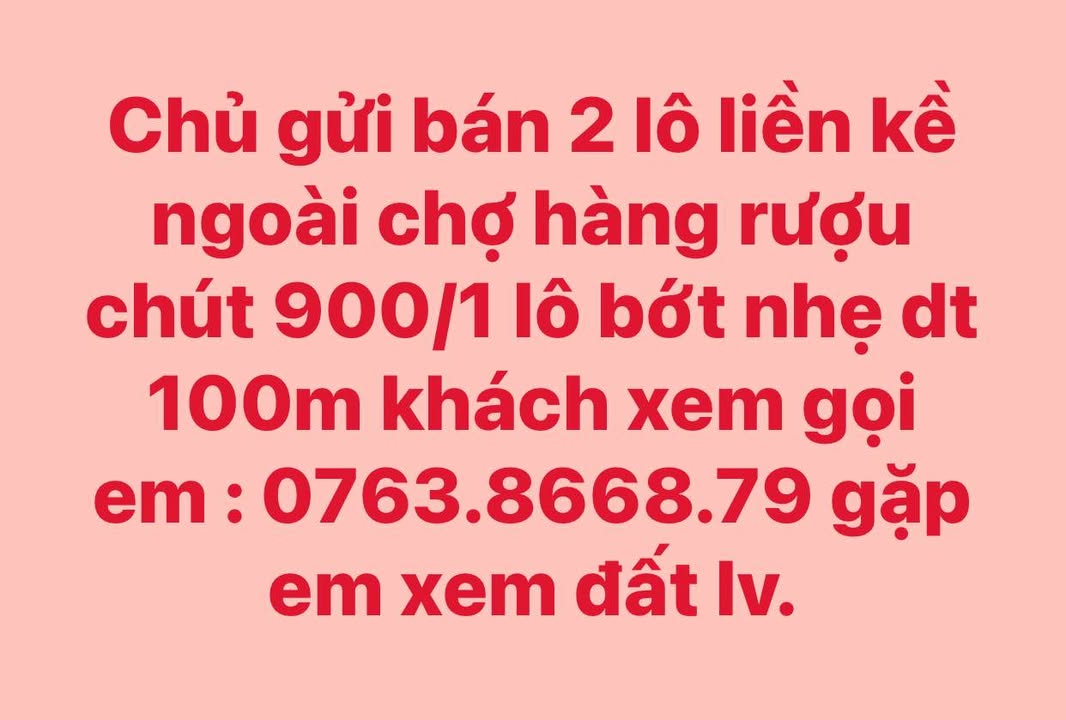 Đất nền liền kề chợ Hàng Rượu, 100m² giá 900 triệu - Cơ hội đầu tư hấp dẫn!