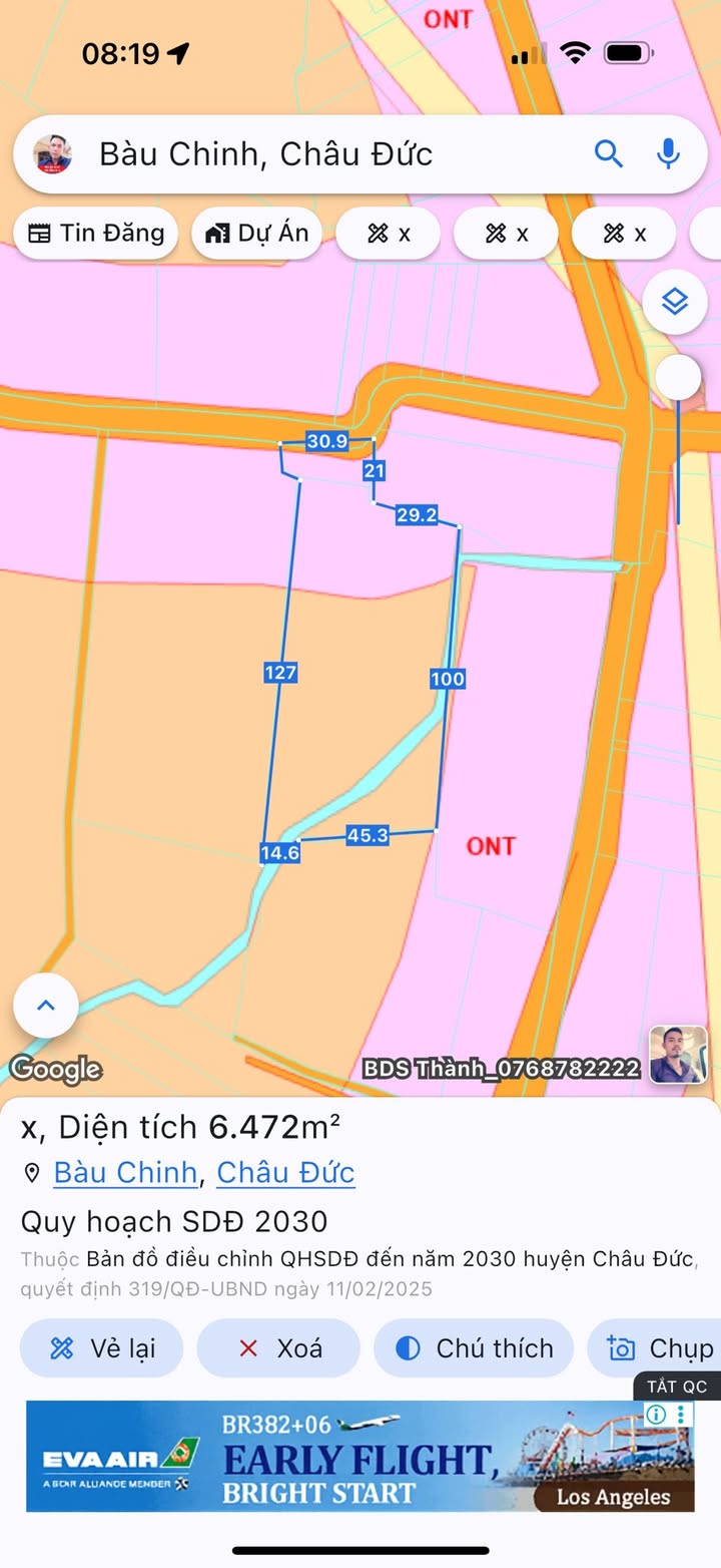 Đất thổ cư 6.500m² mặt tiền đường nhựa 30m tại Bàu Chinh - Giá tốt chỉ 5.2 tỷ!