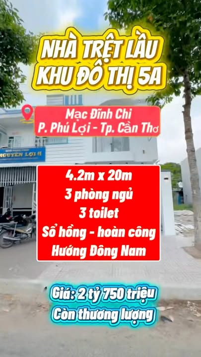 Nhà trệt lầu KĐT 5A Mạc Đĩnh Chi 84m² giá 2.75 tỷ - Sổ hồng chính chủ!