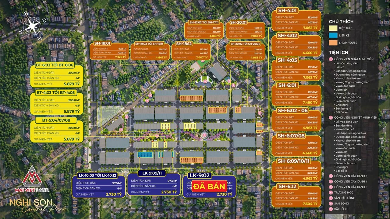 Đất nền Taseco Nghi Sơn Central Park 90m² giá 1.9 tỷ - Đối diện trường học