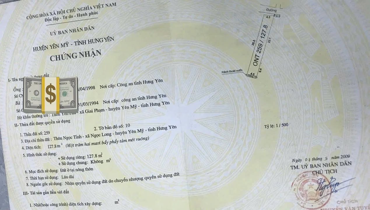 Đất thổ cư 127m² tại thôn Ngọc Tỉnh, Yên Mỹ - Giá đầu tư hấp dẫn!