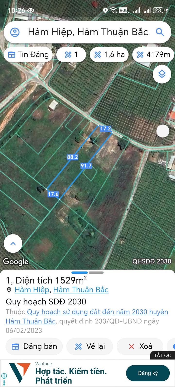 Đất thổ cư 200m² mặt tiền 17m tại Phan Thiết - Giá chỉ 1 tỷ