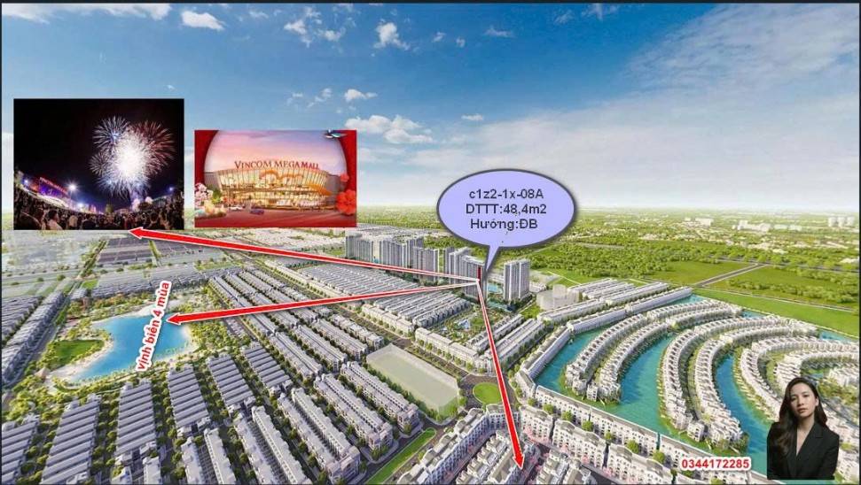 Căn hộ 1 ngủ Vinhomes Ocean Park 48m² giá 3.2 tỷ - View pháo hoa tuyệt đẹp!