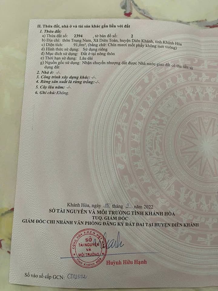 Đất nền Diên Toàn, Diên Khánh 91m² giá 1.6 tỷ - Cơ hội đầu tư tuyệt vời!