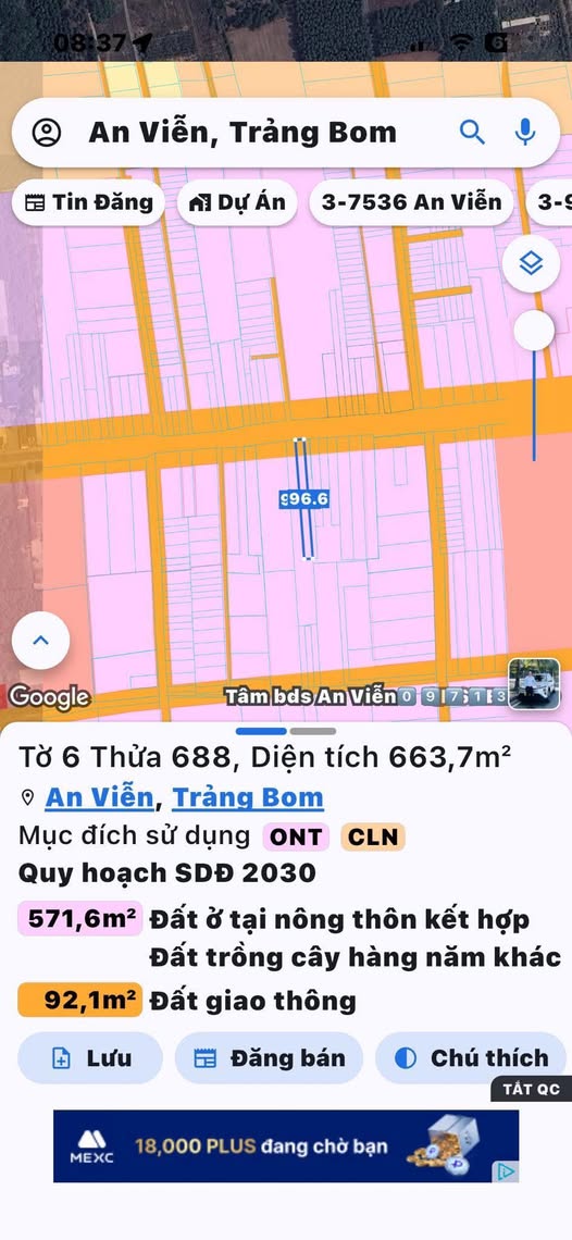 Đất thổ cư An Viễn, Trảng Bom 662m² giá 4 tỷ - Mặt tiền kinh doanh lý tưởng!