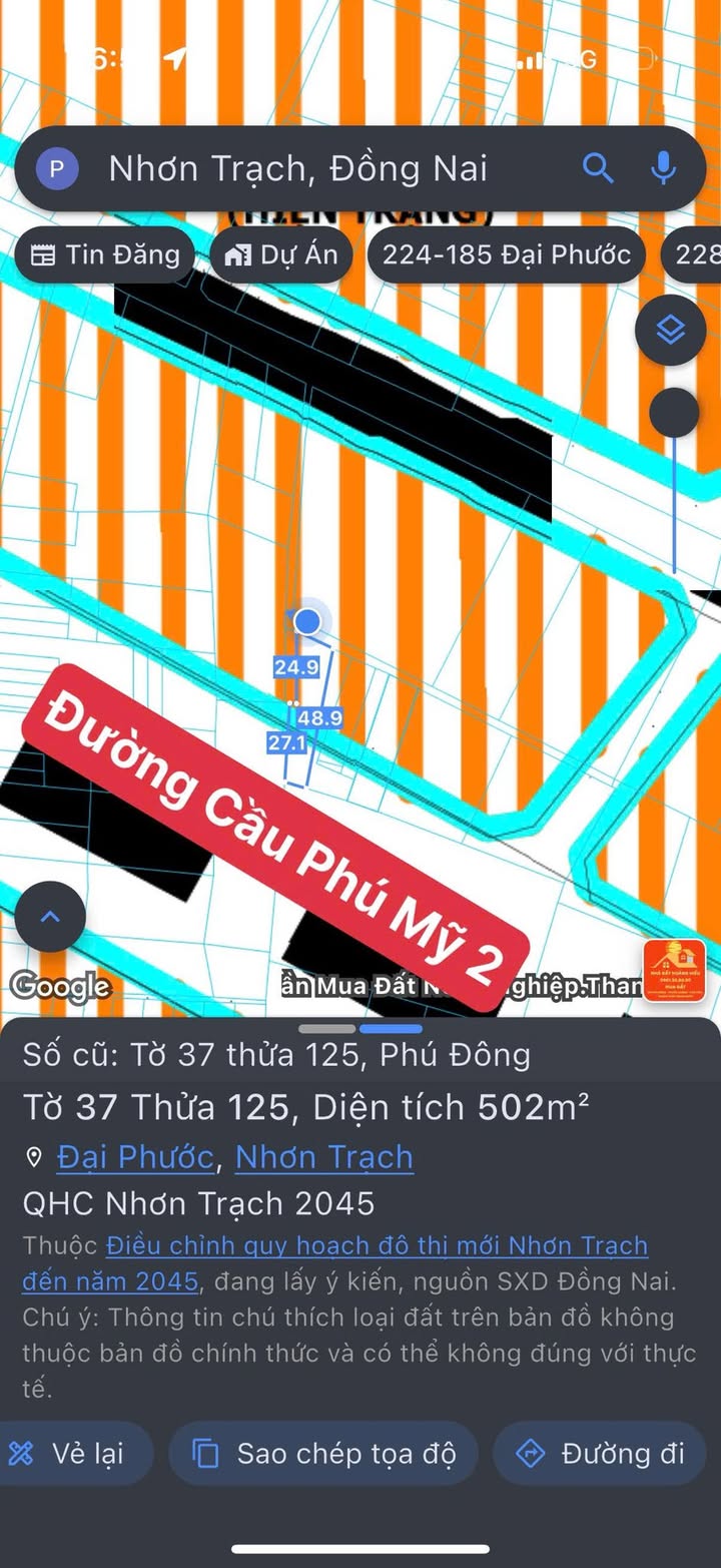 Đất nông nghiệp 502m² tại xã Đại Phước, Nhơn Trạch - Tiềm năng phát triển lớn!