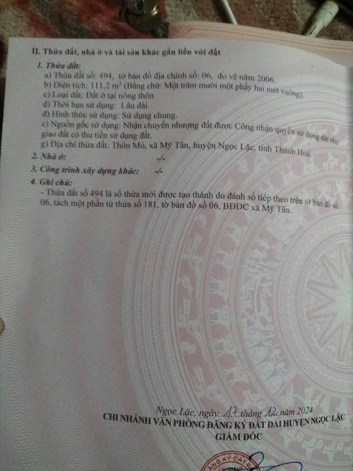 Đất nền thổ cư Mỹ Tân, Ngọc Lặc 102m² - Sổ đỏ chính chủ, ô tô tận nơi!