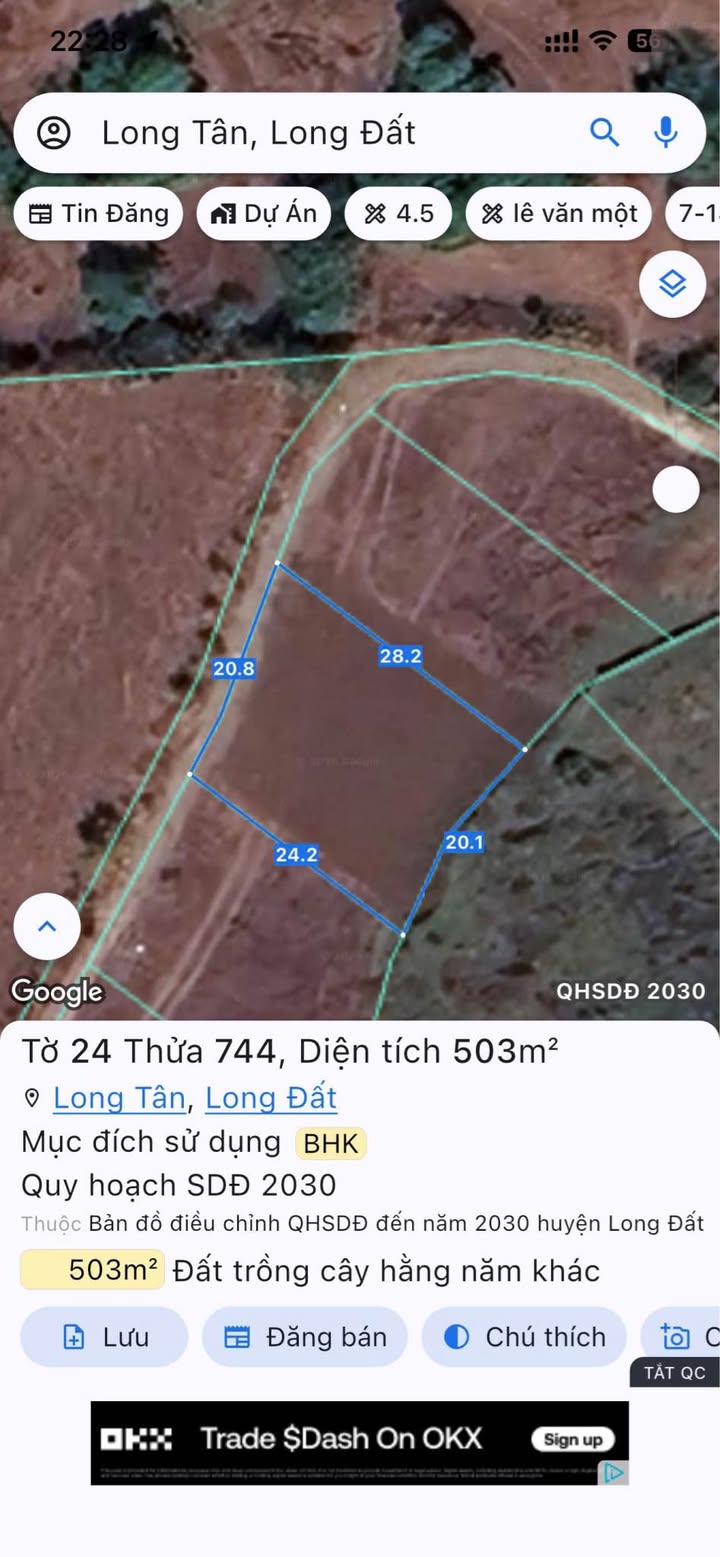 Đất nền chính chủ Long Tân 500m² giá chỉ 500 triệu - Cơ hội đầu tư hấp dẫn!