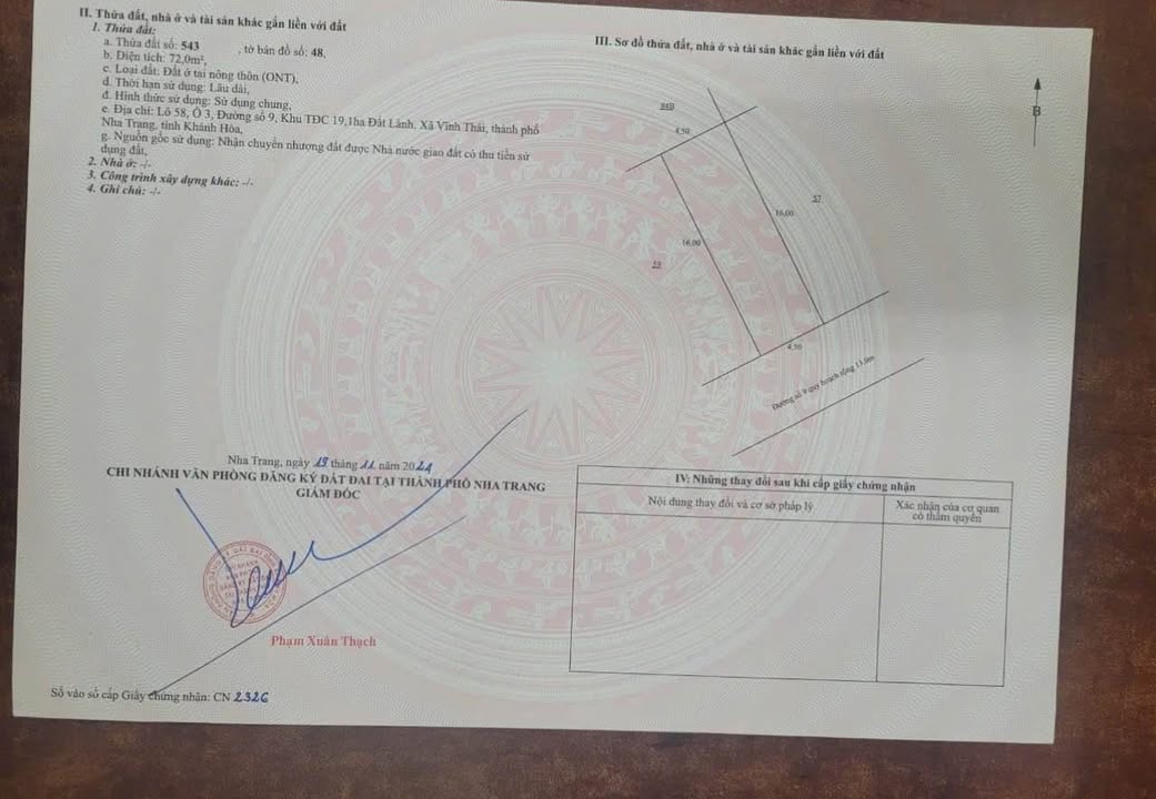 Đất nền đẹp Vĩnh Thái 72m² giá 3.85 tỷ - Sổ hồng riêng, xây dựng tự do!