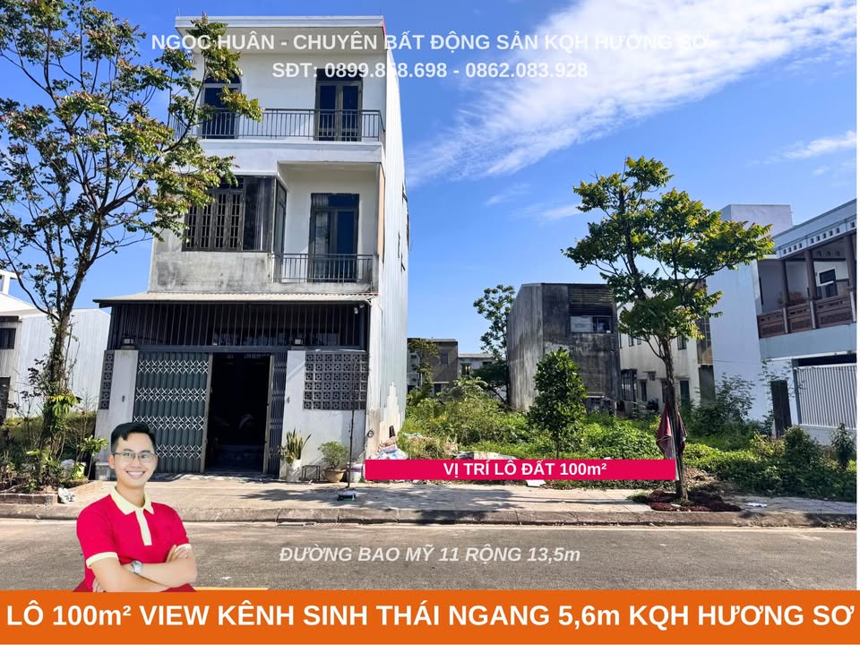 Lô đất Hương Sơ, TP Huế 100m² chỉ 1.9 tỷ - View kênh sinh thái xanh mát!