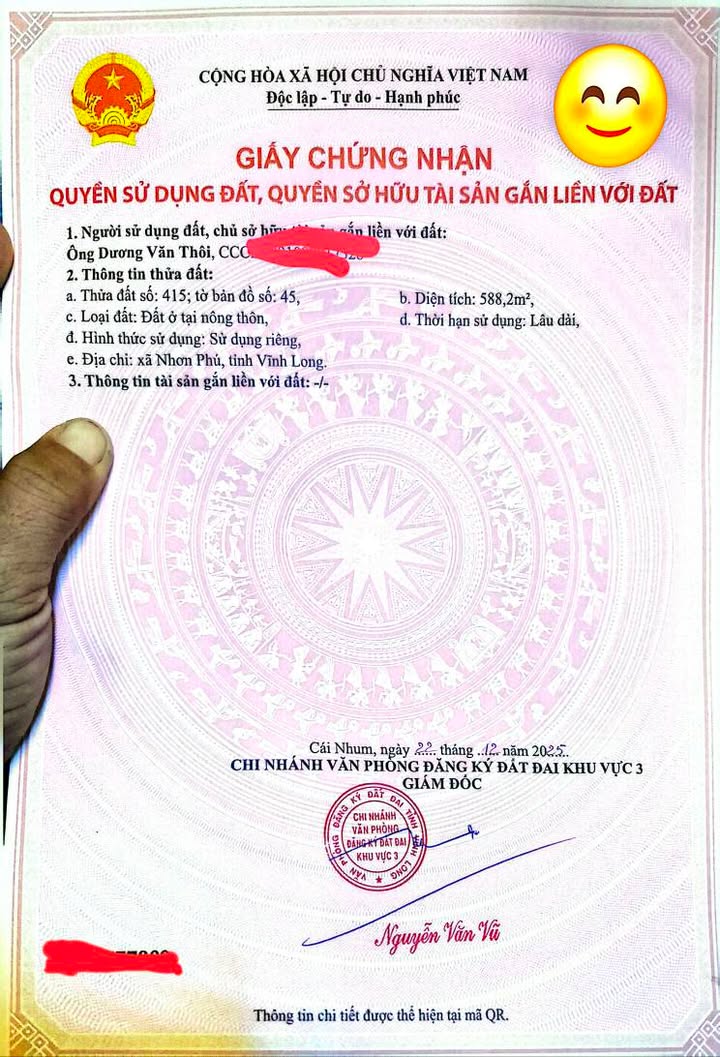 Đất thổ cư 588m² tại Nhơn Phú, Vĩnh Long giá chỉ 2,1 tỷ - Cơ hội đầu tư hấp dẫn!